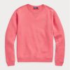 Růžové dámské mikiny Ralph Lauren Fleece Crewneck Pullover