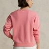 Růžové dámské mikiny Ralph Lauren Fleece Crewneck Pullover