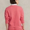Růžové dámské mikiny Ralph Lauren Fleece Crewneck Pullover