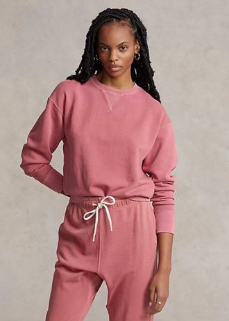 Růžové dámské mikiny Ralph Lauren z organické bavlny s výstřihem Růžové dámské mikiny Ralph Lauren z organické bavlny s výstřihem