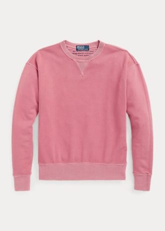 Růžové dámské mikiny Ralph Lauren z organické bavlny s výstřihem Růžové dámské mikiny Ralph Lauren z organické bavlny s výstřihem
