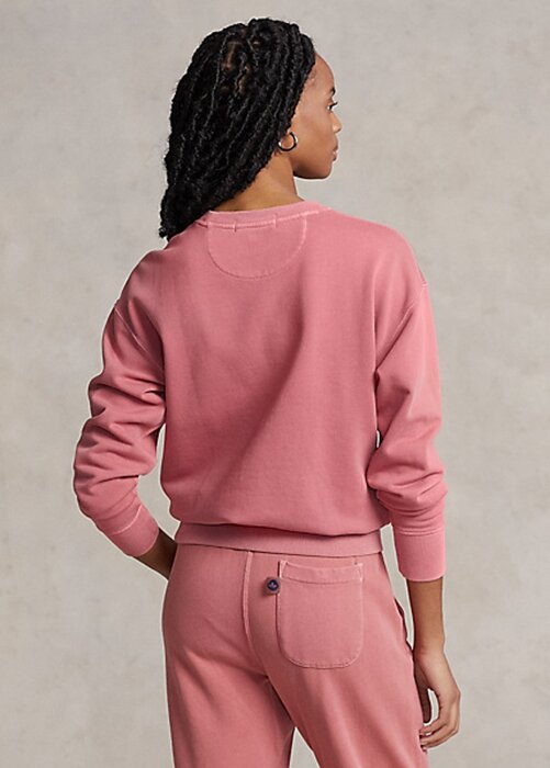 Růžové dámské mikiny Ralph Lauren z organické bavlny s výstřihem Růžové dámské mikiny Ralph Lauren z organické bavlny s výstřihem