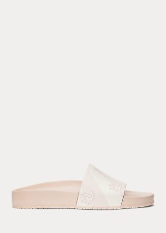 Růžové dámské pantofle z umělé kůže Ralph Lauren Audrina Logo