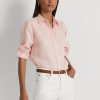 Růžové dámské plátěné košile Ralph Lauren