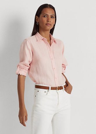 Růžové dámské plátěné košile Ralph Lauren Růžové dámské plátěné košile Ralph Lauren