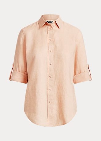Růžové dámské plátěné košile Ralph Lauren Růžové dámské plátěné košile Ralph Lauren