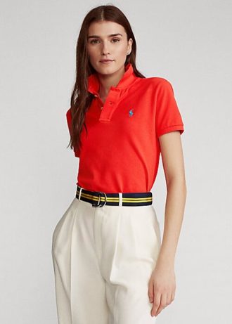Růžové dámské polokošile Ralph Lauren Classic Fit Mesh Polo