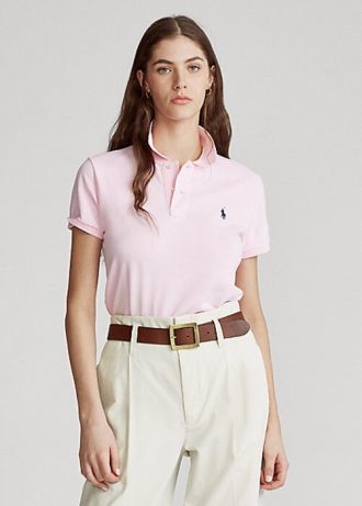 Růžové dámské polokošile Ralph Lauren Classic Fit Mesh Polo