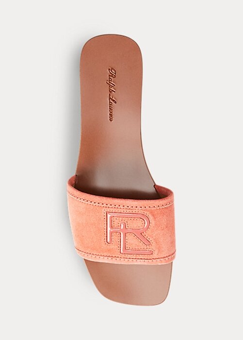 Růžové dámské sandály Ralph Lauren Andela Calf-Suede Růžové dámské sandály Ralph Lauren Andela Calf-Suede