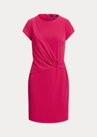 Růžové dámské Stretch Jersey šaty s krátkým rukávem Ralph Lauren