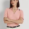 Růžové dámské svetry s krátkým rukávem Ralph Lauren Silk-Blend