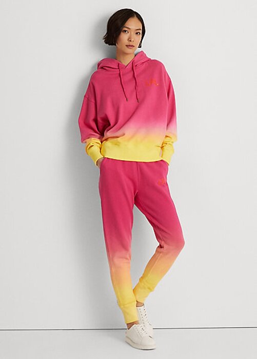 Růžové / oranžové / žluté dámské francouzské froté tepláky Ralph Lauren Dip-Dyed Růžové / oranžové / žluté dámské francouzské froté tepláky Ralph Lauren Dip-Dyed