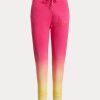 Růžové / oranžové / žluté dámské francouzské froté tepláky Ralph Lauren Dip-Dyed Růžové / oranžové / žluté dámské francouzské froté tepláky Ralph Lauren Dip-Dyed