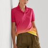 Růžová / oranžová / žlutá dámská polokošile Ralph Lauren Dip-Dyed Piqué