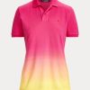 Růžová / oranžová / žlutá dámská polokošile Ralph Lauren Dip-Dyed Piqué
