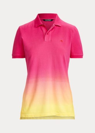 Růžová / oranžová / žlutá dámská polokošile Ralph Lauren Dip-Dyed Piqué