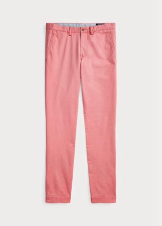 Růžové pánské kalhoty Ralph Lauren Stretch Slim Fit Chino