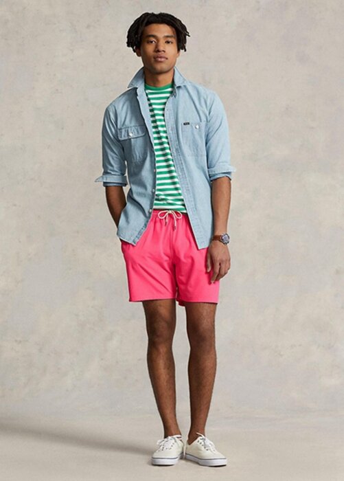 Růžové pánské šortky Ralph Lauren Traveler Swimming Trunk Růžové pánské šortky Ralph Lauren Traveler Swimming Trunk