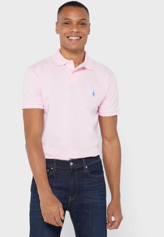 Růžové pánské polokošile Essential Slim fit Ralph Lauren Růžové pánské polokošile Essential Slim fit Ralph Lauren