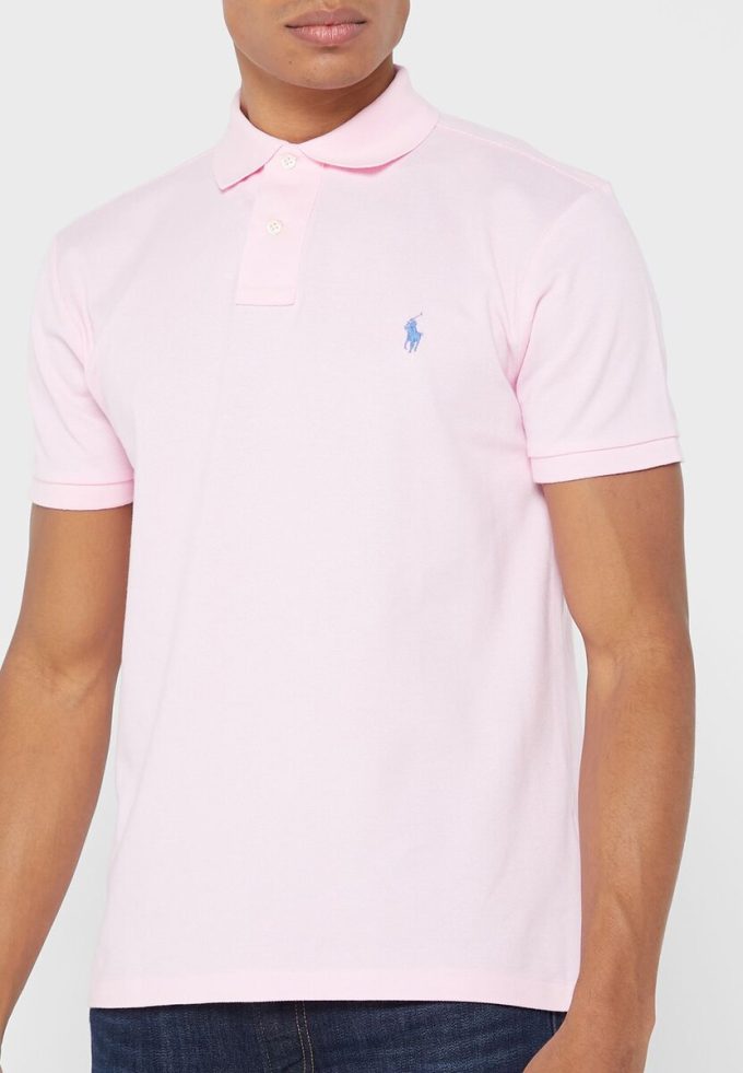 Růžové pánské polokošile Essential Slim fit Ralph Lauren Růžové pánské polokošile Essential Slim fit Ralph Lauren
