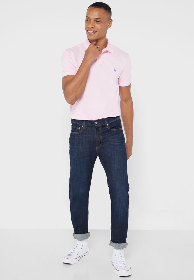 Růžové pánské polokošile Essential Slim fit Ralph Lauren Růžové pánské polokošile Essential Slim fit Ralph Lauren