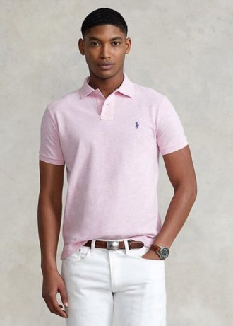 Růžové pánské polokošile Slim Fit Mesh Ralph Lauren Custom Růžové pánské polokošile Slim Fit Mesh Ralph Lauren Custom