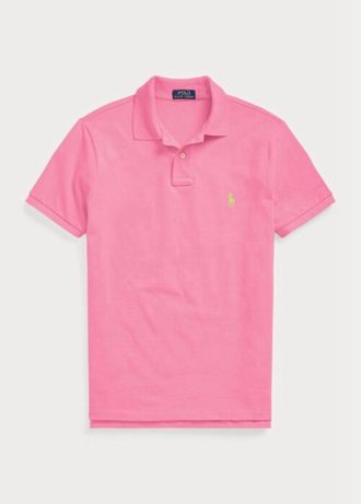 Růžové pánské polokošile Slim Fit Mesh Ralph Lauren Custom Růžové pánské polokošile Slim Fit Mesh Ralph Lauren Custom