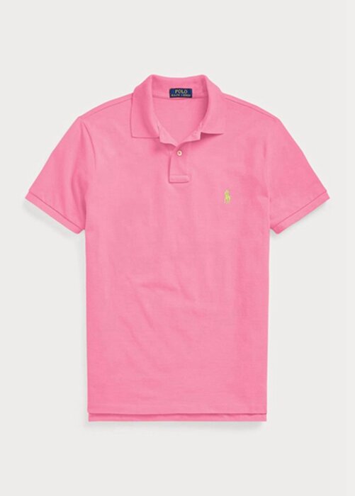 Růžové pánské polokošile Slim Fit Mesh Ralph Lauren Custom Růžové pánské polokošile Slim Fit Mesh Ralph Lauren Custom