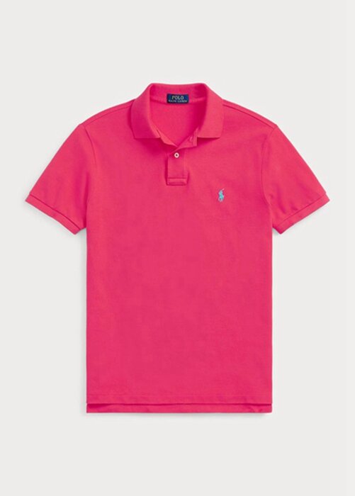 Růžové pánské polokošile Slim Fit Mesh Ralph Lauren Custom Růžové pánské polokošile Slim Fit Mesh Ralph Lauren Custom