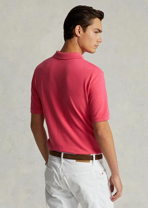 Růžové pánské polokošile Slim Fit Mesh Ralph Lauren Custom Růžové pánské polokošile Slim Fit Mesh Ralph Lauren Custom