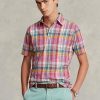 Růžové pánské popover košile Ralph Lauren Classic Fit Madras Růžové pánské popover košile Ralph Lauren Classic Fit Madras