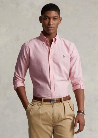 Růžové pánské Slim Fit Oxford košile Ralph Lauren Růžové pánské Slim Fit Oxford košile Ralph Lauren