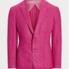Růžové pánské sportovní blejzry Ralph Lauren Kent v košilkové vazbě ze lnu a hedvábí Růžové pánské sportovní blejzry Ralph Lauren Kent v košilkové vazbě ze lnu a hedvábí