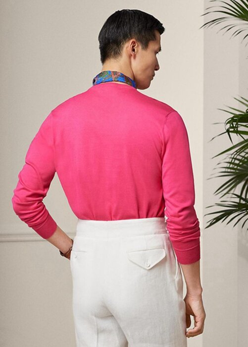 Růžové pánské svetry Ralph Lauren Cotton Crewneck Růžové pánské svetry Ralph Lauren Cotton Crewneck