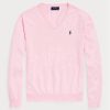 Růžové pánské svetry Ralph Lauren Slim Fit s texturou z bavlny Růžové pánské svetry Ralph Lauren Slim Fit s texturou z bavlny