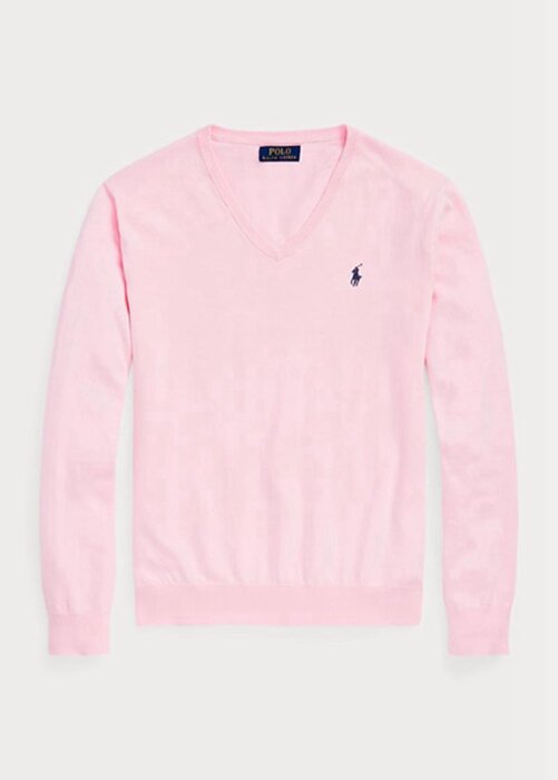 Růžové pánské svetry Ralph Lauren Slim Fit s texturou z bavlny Růžové pánské svetry Ralph Lauren Slim Fit s texturou z bavlny