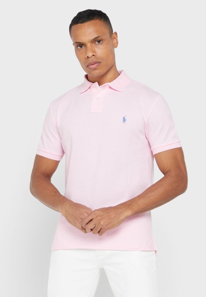 Růžové pánské základní polokošile Ralph Lauren Růžové pánské základní polokošile Ralph Lauren