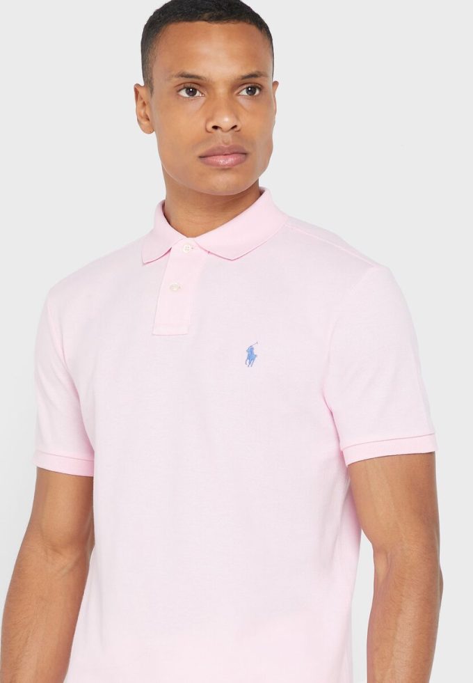 Růžové pánské základní polokošile Ralph Lauren Růžové pánské základní polokošile Ralph Lauren