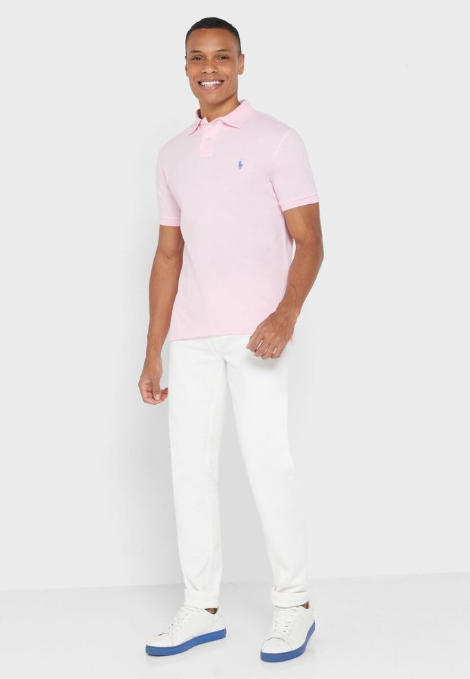 Růžové pánské základní polokošile Ralph Lauren Růžové pánské základní polokošile Ralph Lauren
