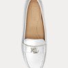 Stříbrné dámské ploché boty Ralph Lauren Barnsbury Metallic Nappa Leather Driver