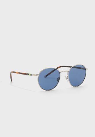 Stříbrné pánské kulaté sluneční brýle Ralph Lauren 0PH3133