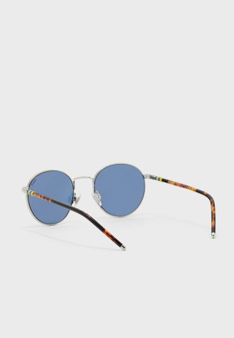 Stříbrné pánské kulaté sluneční brýle Ralph Lauren 0PH3133