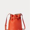 Sunset Orange Dámské kožené malé kabelky Bellport Bucket Ralph Lauren
