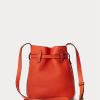 Sunset Orange Dámské kožené malé kabelky Bellport Bucket Ralph Lauren