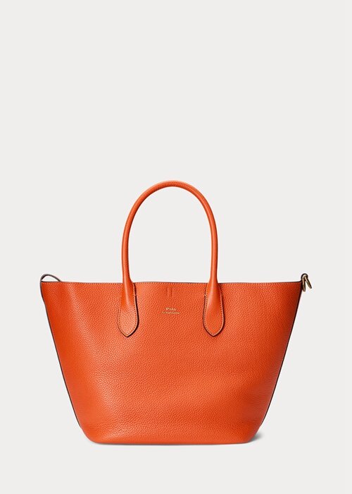 Sunset Orange Dámské oboustranné kožené střední kabelky Bellport Ralph Lauren Sunset Orange Dámské oboustranné kožené střední kabelky Bellport Ralph Lauren