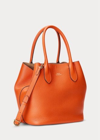 Sunset Orange Dámské oboustranné kožené střední kabelky Bellport Ralph Lauren