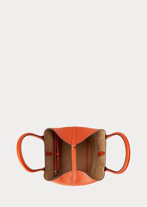 Sunset Orange Dámské oboustranné kožené střední kabelky Bellport Ralph Lauren Sunset Orange Dámské oboustranné kožené střední kabelky Bellport Ralph Lauren
