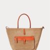 Sunset Orange Dámské oboustranné kožené střední kabelky Bellport Ralph Lauren Sunset Orange Dámské oboustranné kožené střední kabelky Bellport Ralph Lauren