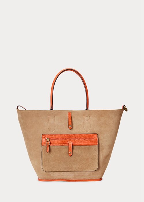Sunset Orange Dámské oboustranné kožené střední kabelky Bellport Ralph Lauren Sunset Orange Dámské oboustranné kožené střední kabelky Bellport Ralph Lauren