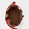 Sunset Orange Dámské střední kožené kabelky Bellport Bucket Ralph Lauren